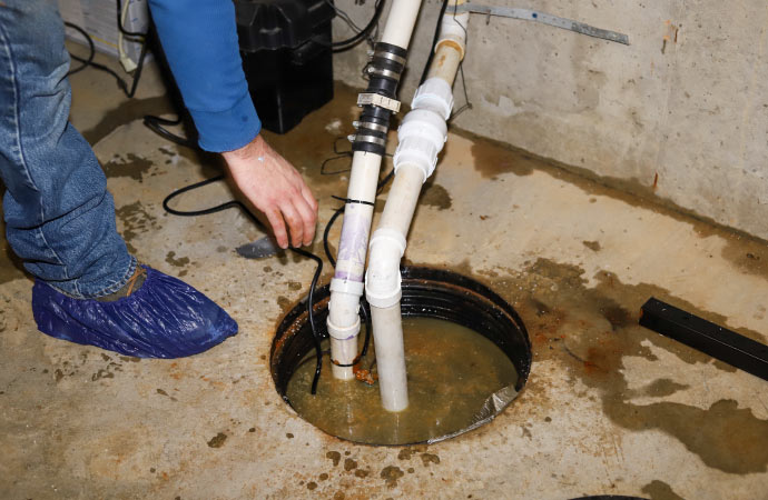 a sump pump being repaired