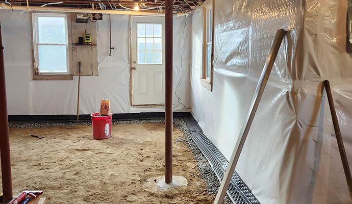 An under-construction residential basement