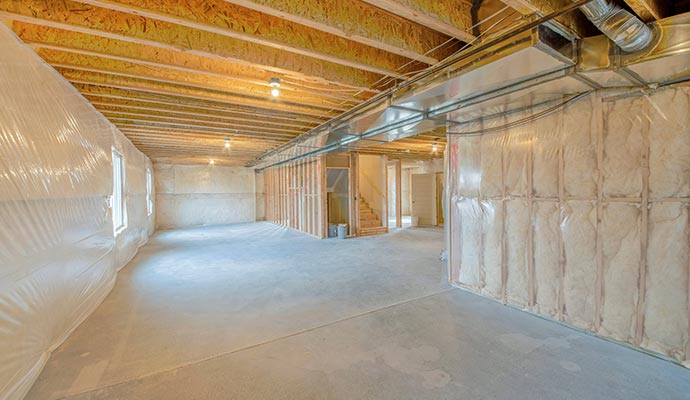 Properly insulated basement area for energy efficiency