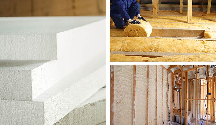 Collage of different types of insulation