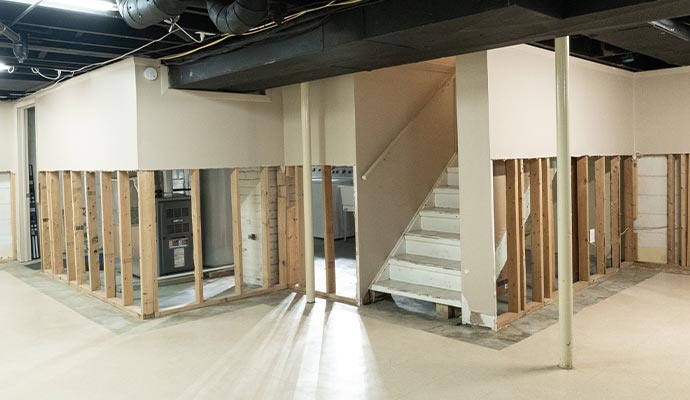 Drainage installation in basement