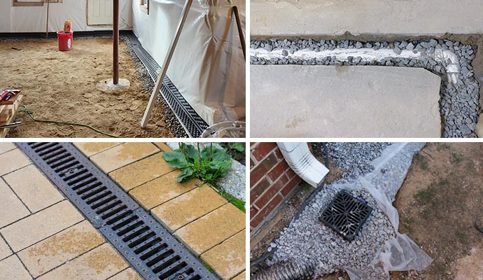 Collage of different drainage systems