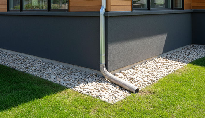 A newly installed downspout extension