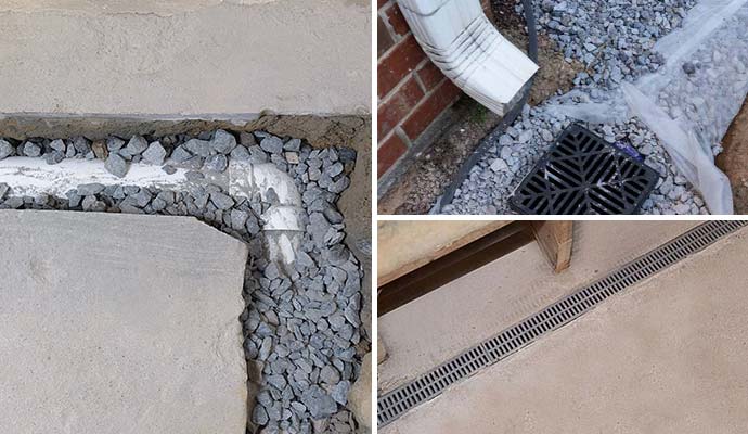 Collage of different types of drain