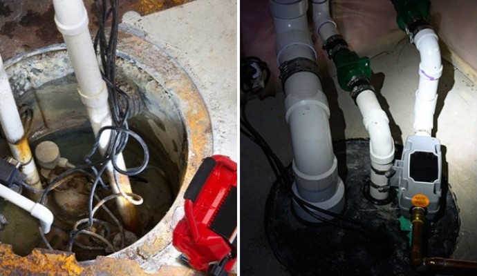 Collage of sump pump repair and maintenance service