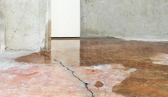 Cracked leaking floor