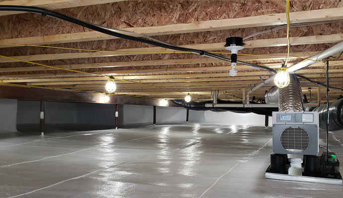 Crawl space dehumidification