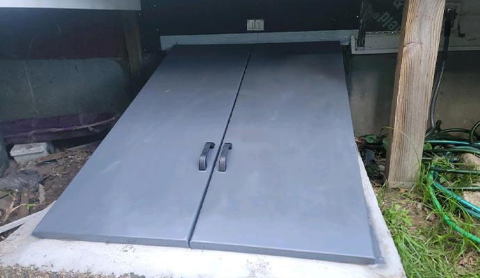 closed crawl space access door