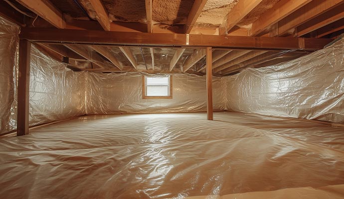 Crawl space ventilation with spray foam insulation