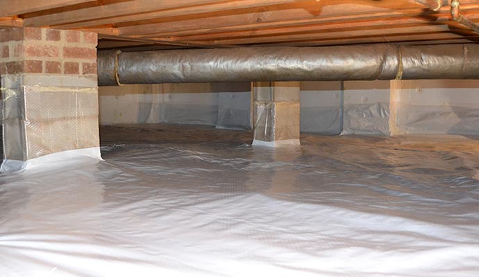 Waterproofed crawl space