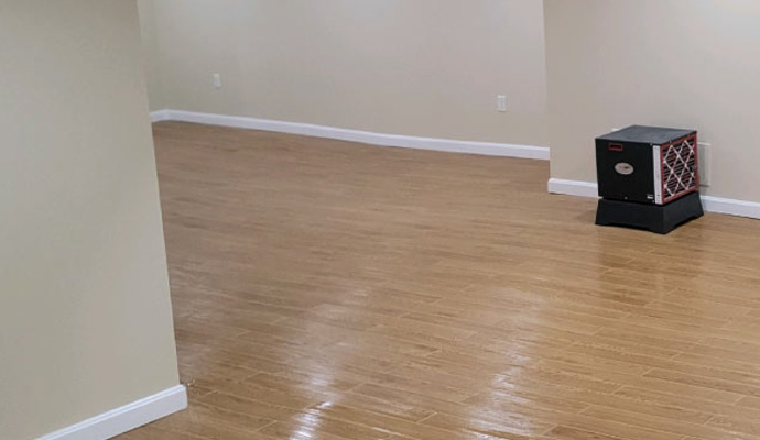 Dehumidified basement space