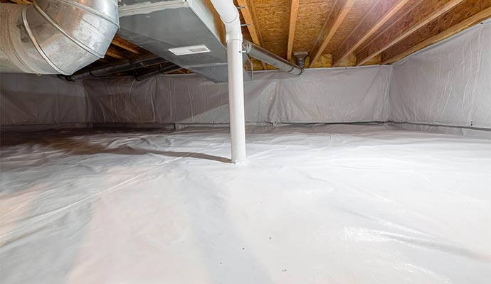 Crawl space after mold remediation