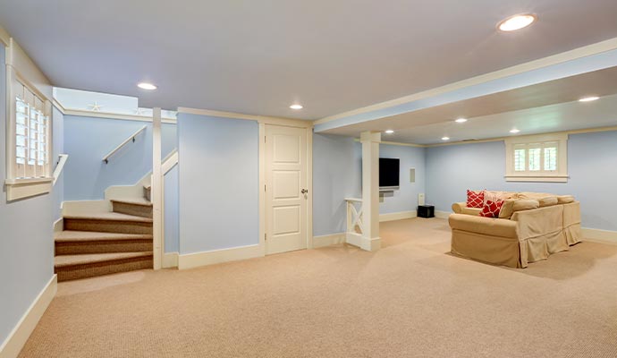 Finished basement living area