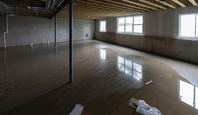 Basement floor flooded due to a clogged drain pipe