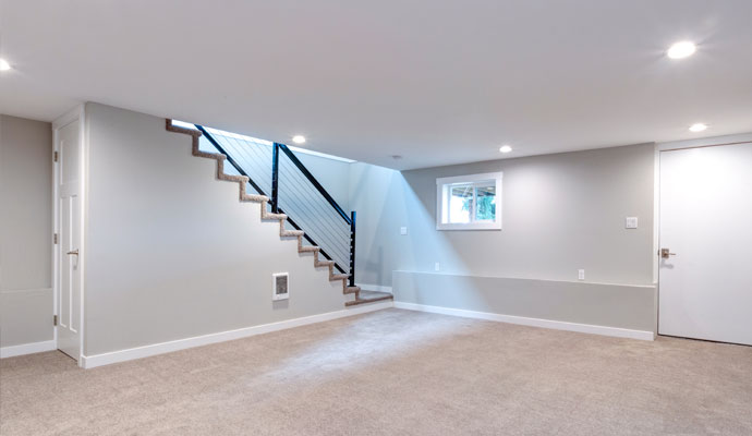 basement with lighting and good finishing