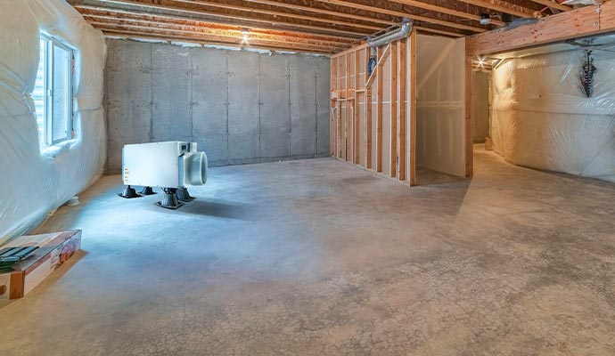 Installed dehumidifier in basement