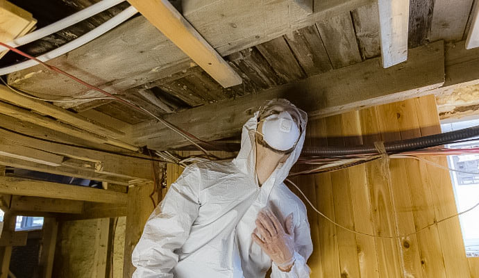 crawl space inspecting by professionals