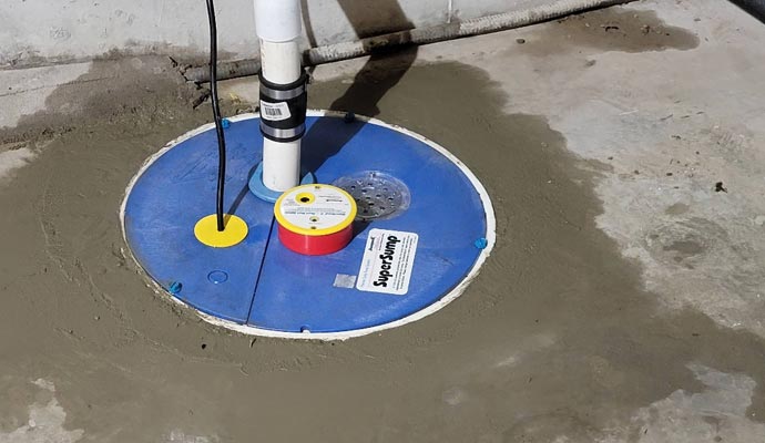 sump pump installed