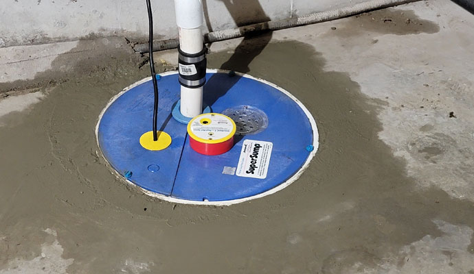 Repaired sump pump discharge line