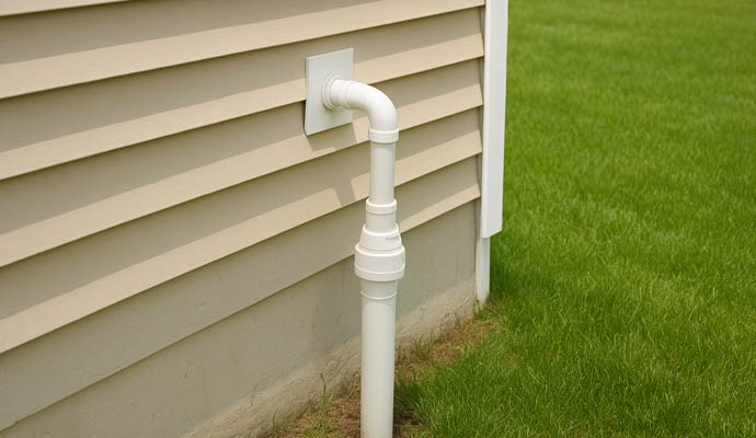 Residential sump pump discharge line