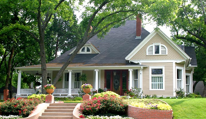 Front view of a fully restored residential home