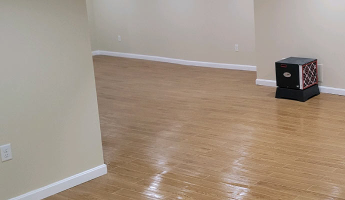 Installed dehumidification system in basement