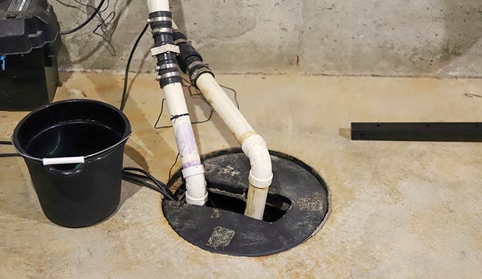 Sump pump installed in the basement