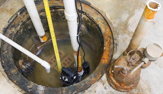 Basement sump pump basin inspection