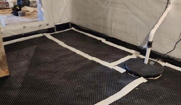 Crawl space encapsulation drainage matting