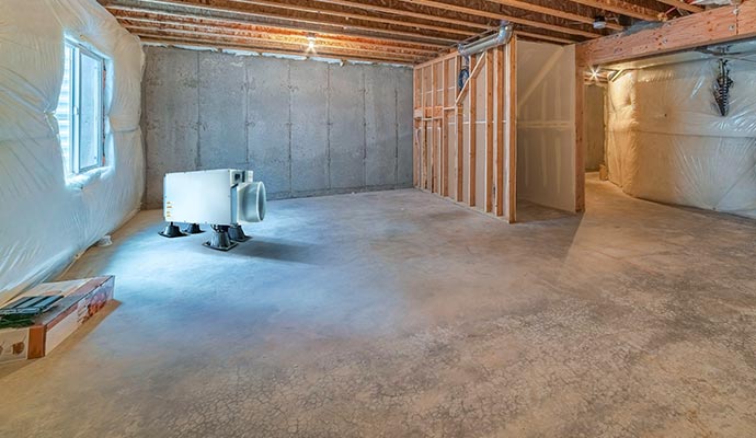 Installed dehumidifier in basement