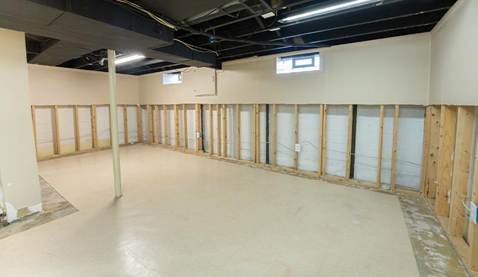 Waterproofed basement area