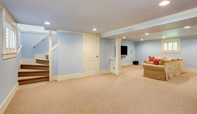 Well furnished living area in basement