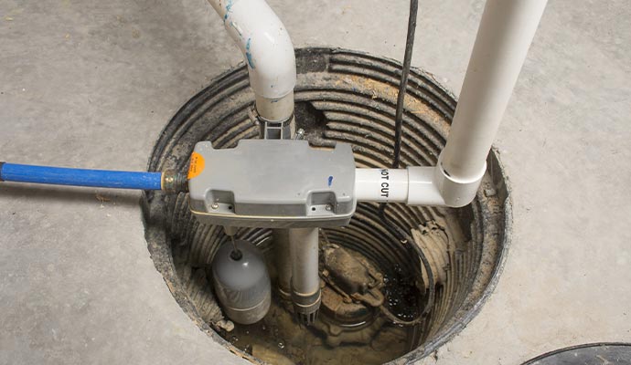 Installation of a waterproofing system with a sump pump