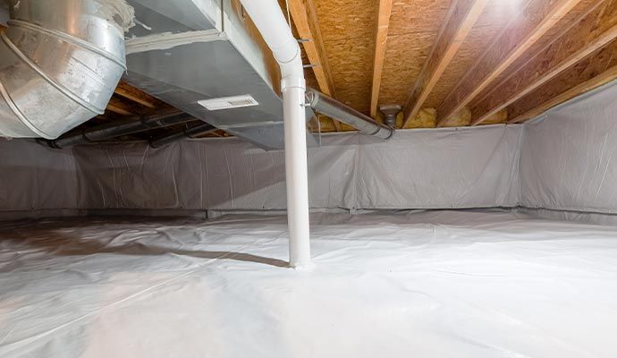 A dry crawl space with adequate ventilation for air circulation